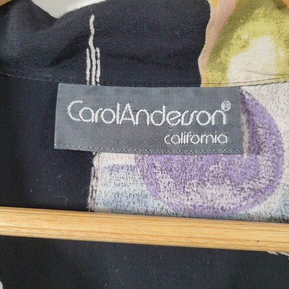 CAROL ANDERSON Fruit and Floral Print Cropped Button Up Size XL Rayon Black - Picture 6 of 6